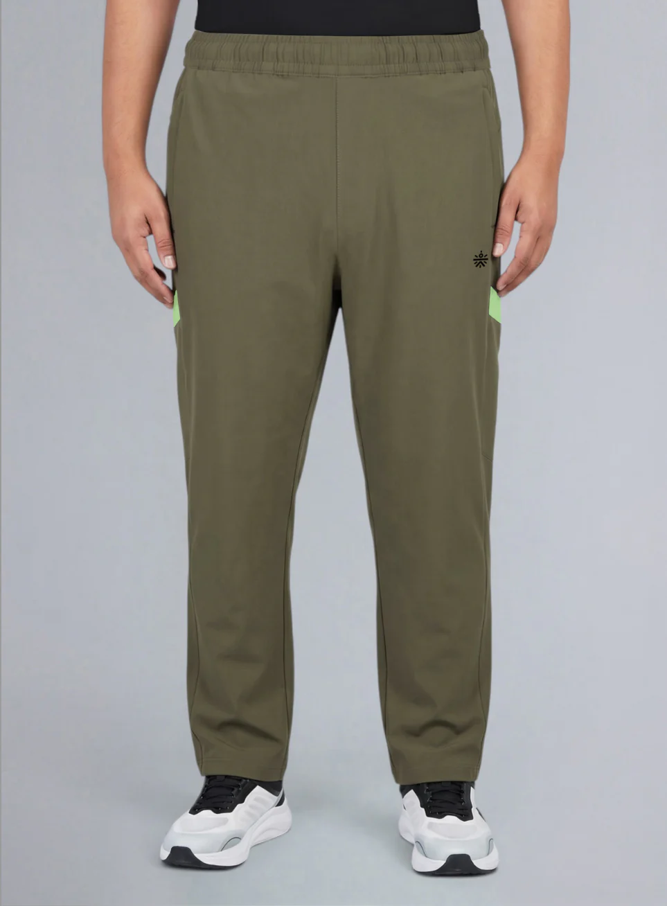 Men's Olive Power Pop Plus Size Straight Fit Trackpants - Image 4