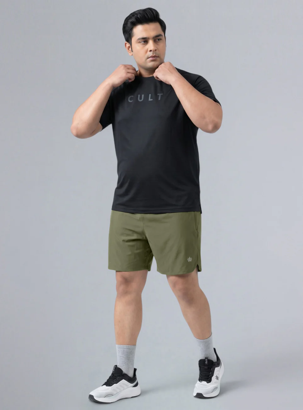 Men's Olive Runner's Essential Plus Size Shorts - Image 2