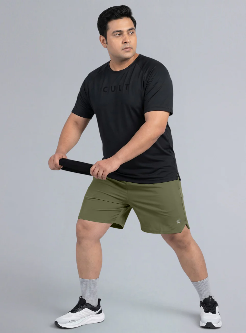 Men's Olive Runner's Essential Plus Size Shorts - Image 3