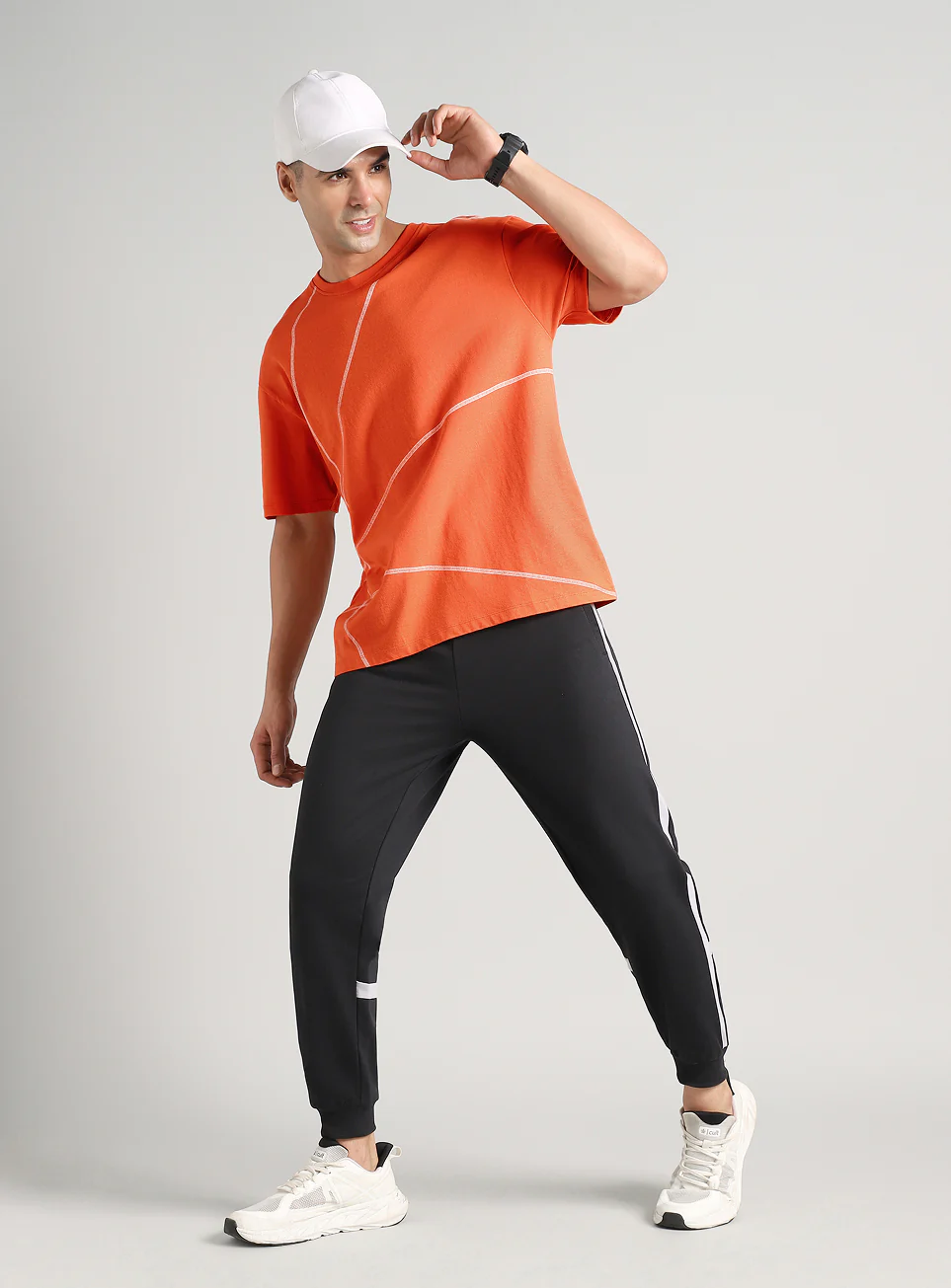 Men's Orange Basketball Imprint Relaxed Fit T-shirt - Image 2