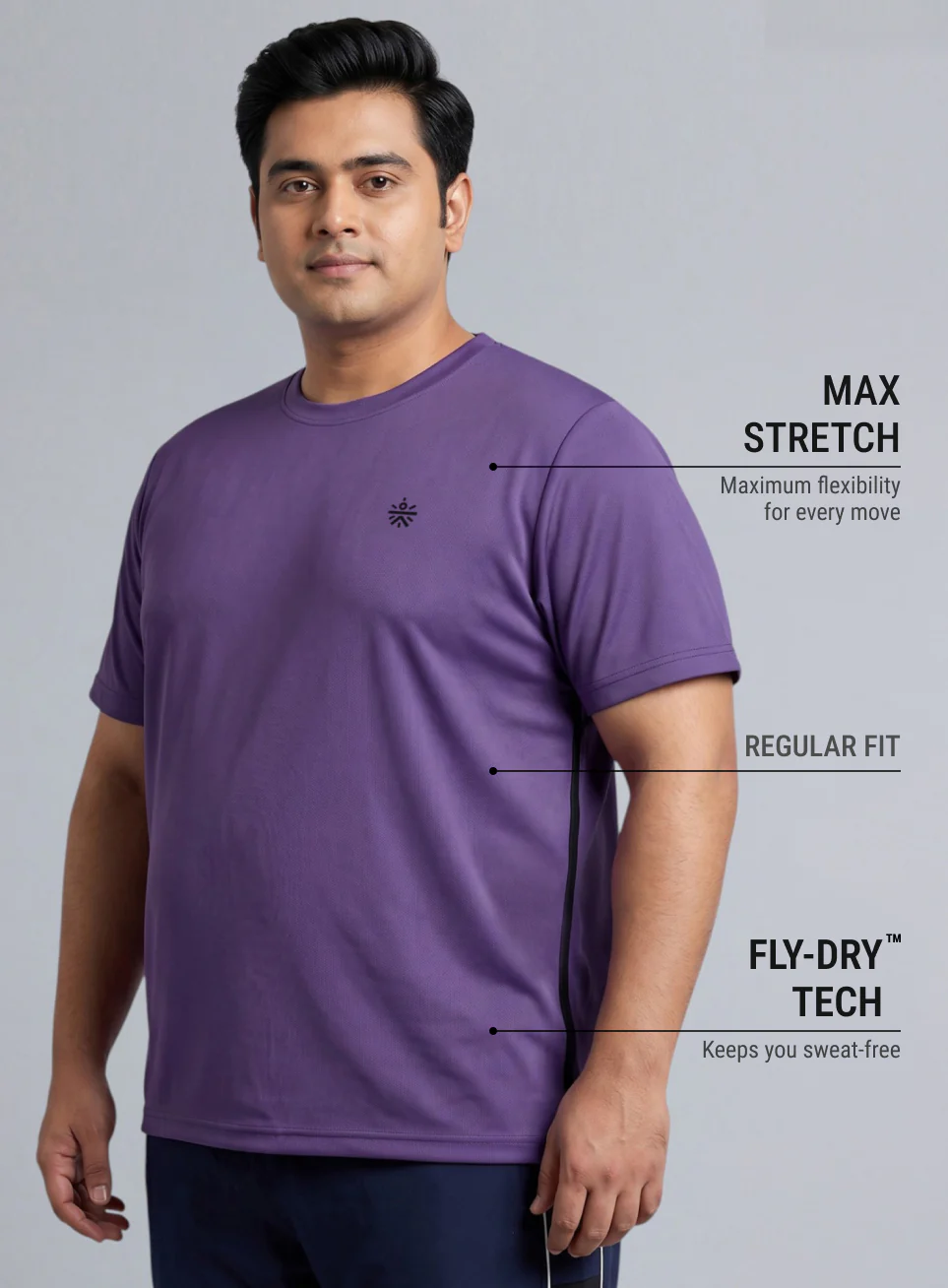 Men's Purple All Format Training Plus Size T-shirt - Image 5