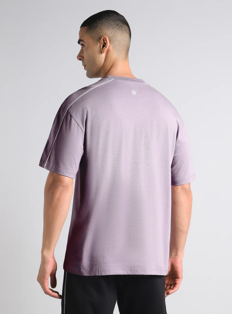 Men's Purple Colorblock Sporty Oversized Fit T-shirt - Image 6