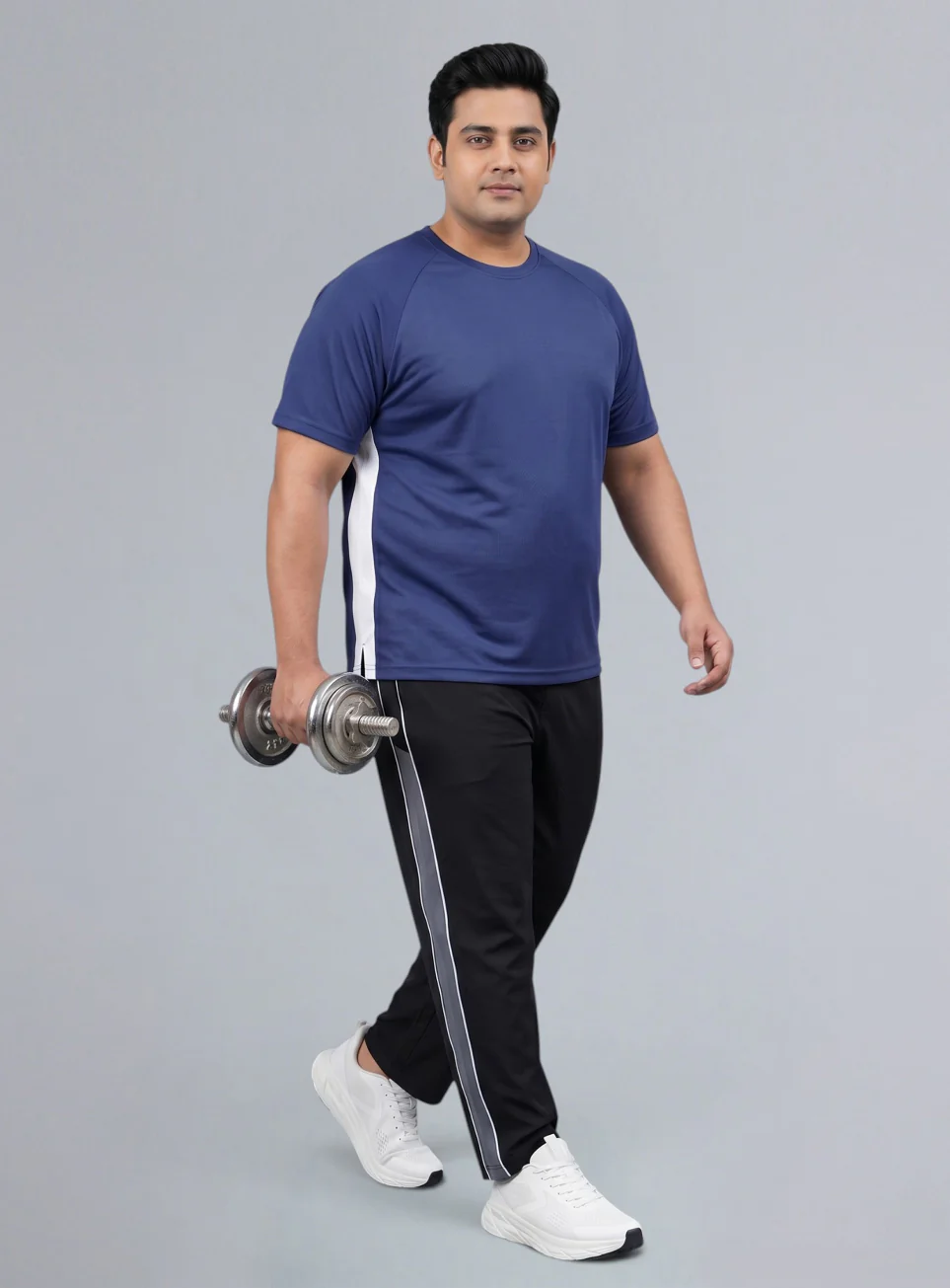 Men's Purple Panelled Performance Plus Size T-shirt - Image 2
