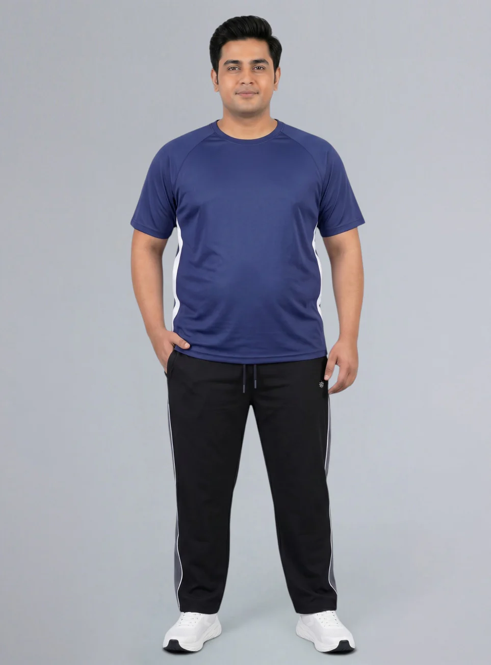Men's Purple Panelled Performance Plus Size T-shirt - Image 3