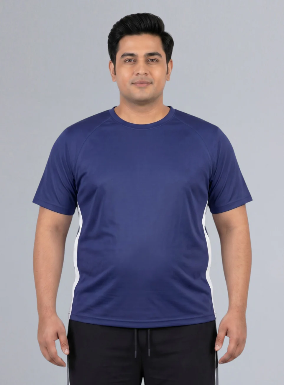 Men's Purple Panelled Performance Plus Size T-shirt - Image 4