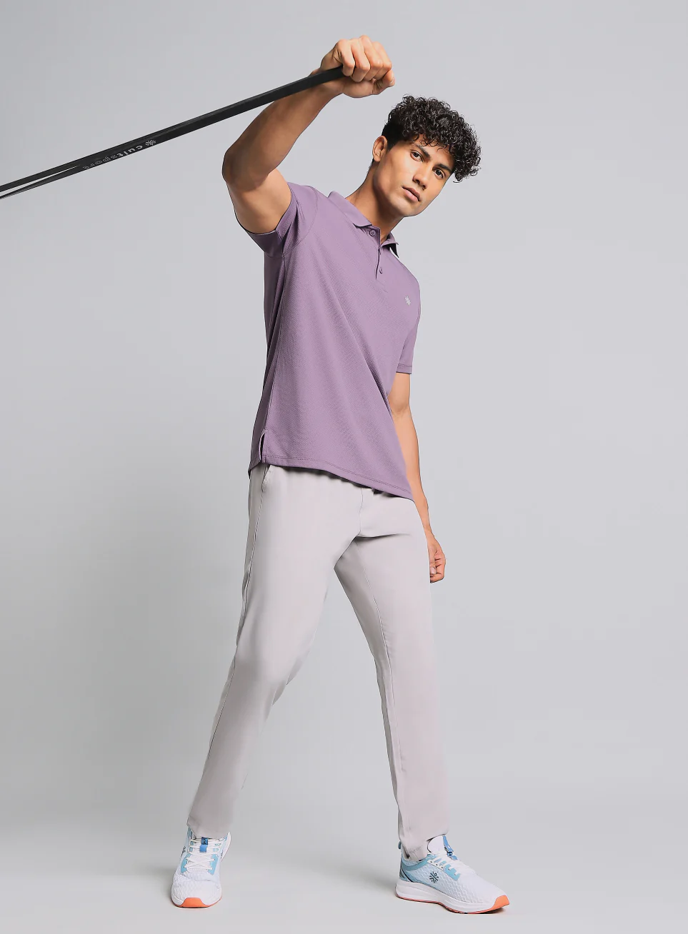 Men's Purple Performance Sculpted Polo T-shirt - Image 2