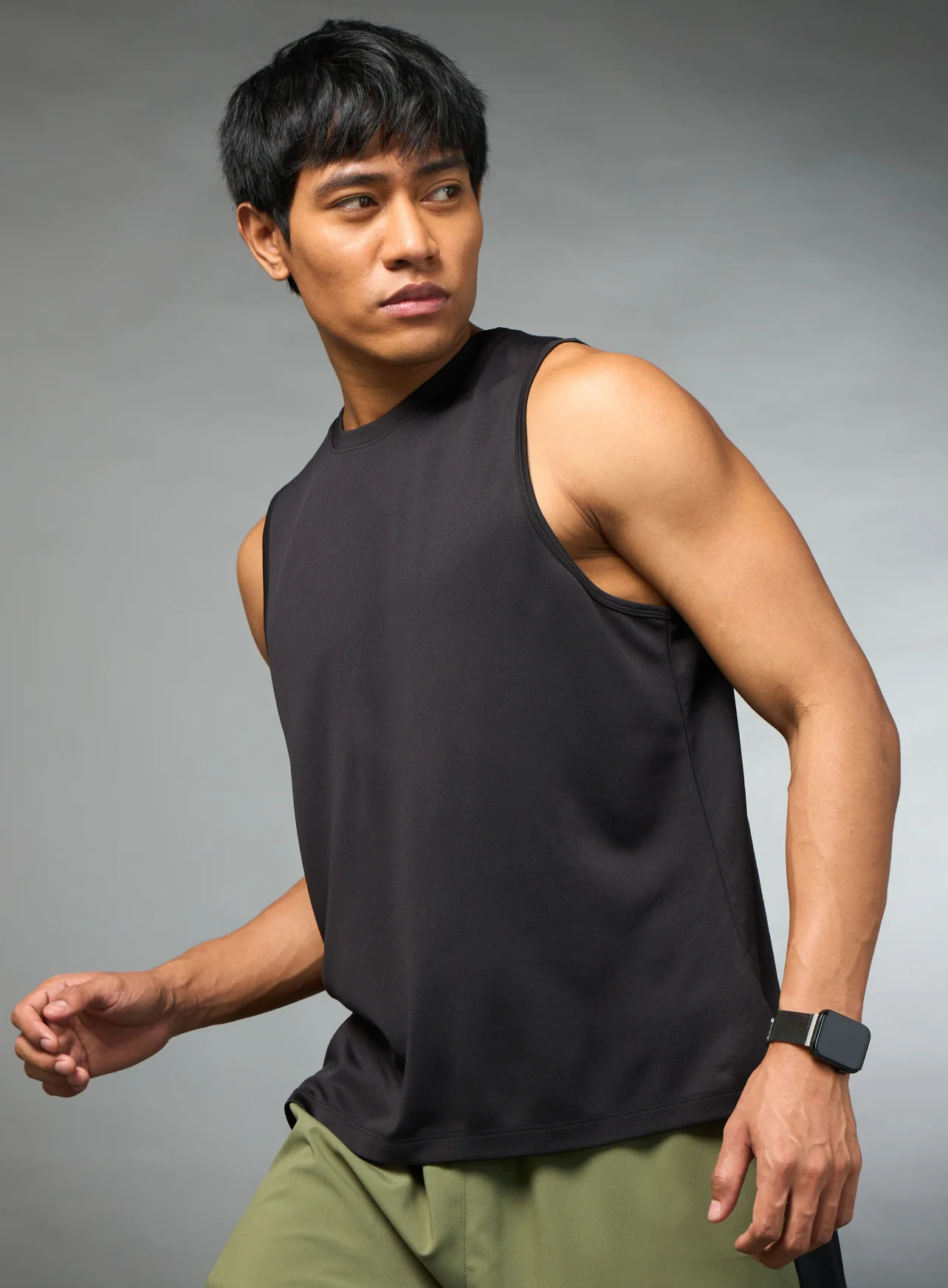 Men's Running Essential Black Tank