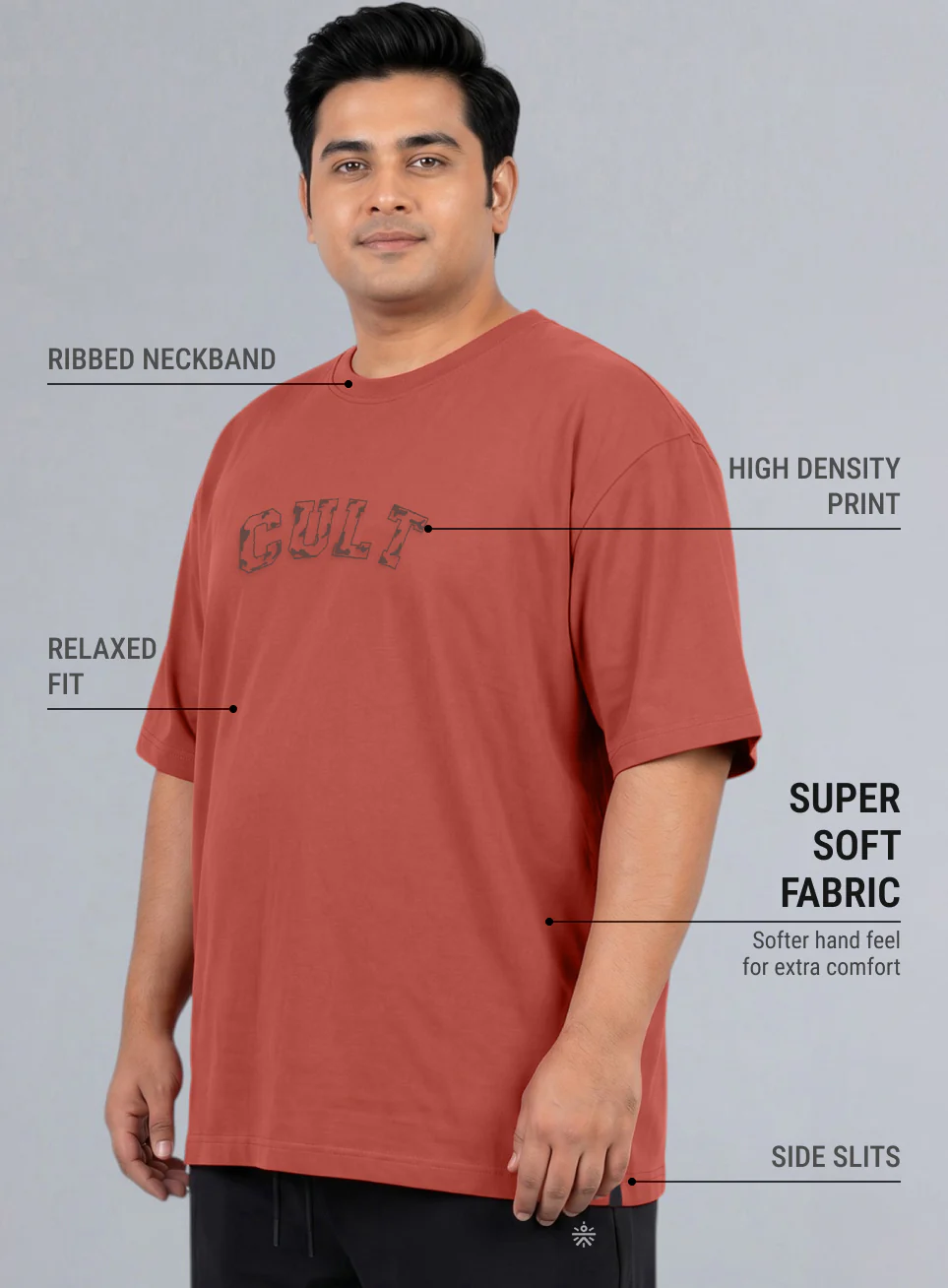 Men's Rust Cult Branding Graphic Plus Size Relaxed T-shirt - Image 5