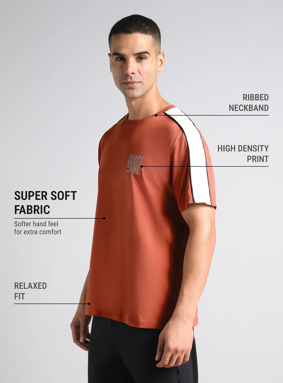 Men's Rust Rest Mode Relaxed Fit T-shirt - Image 5