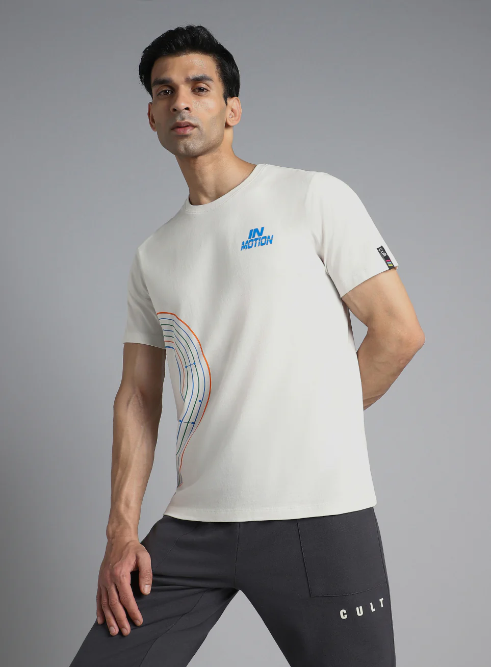 Men's White In Motion Graphic T-shirt