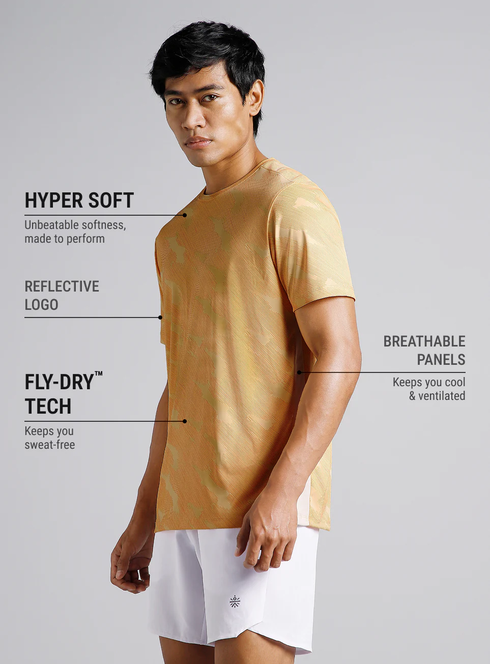 Men's Yellow Urban Camo Running T-shirt - Image 5