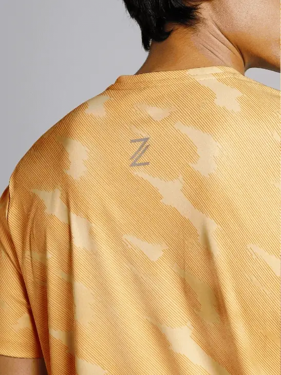 Men's Yellow Urban Camo Running T-shirt - Image 8