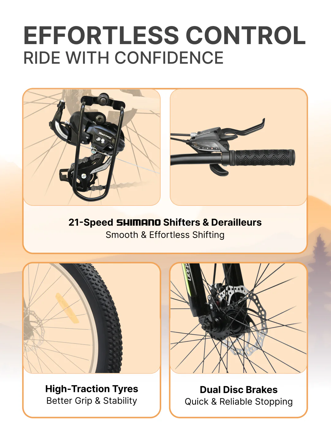 Bolt Ultra Mountain Bike Steel 21 Speed Cycle 27.5 inch Tyre, Green With Front Suspension, Double Wall Rim and Dual Disc Brakes, Ideal For 5.2 ft to 6 ft - Image 3