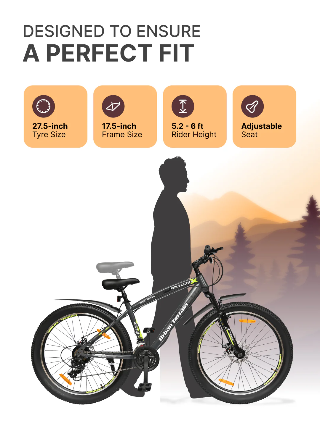 Bolt Ultra Mountain Bike Steel 21 Speed Cycle 27.5 inch Tyre, Grey With Front Suspension, Double Wall Rim and Dual Disc Brakes, Ideal For 5.2 ft to 6 ft - Image 6