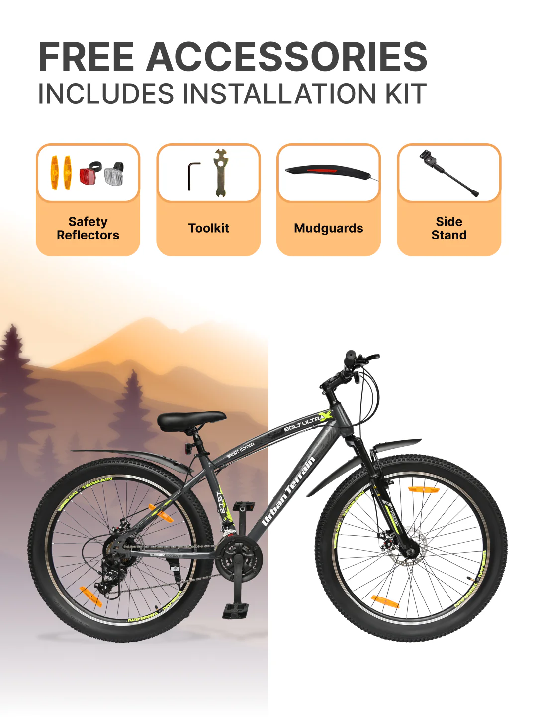 Bolt Ultra Mountain Bike Steel 21 Speed Cycle 27.5 inch Tyre, Grey With Front Suspension, Double Wall Rim and Dual Disc Brakes, Ideal For 5.2 ft to 6 ft - Image 7