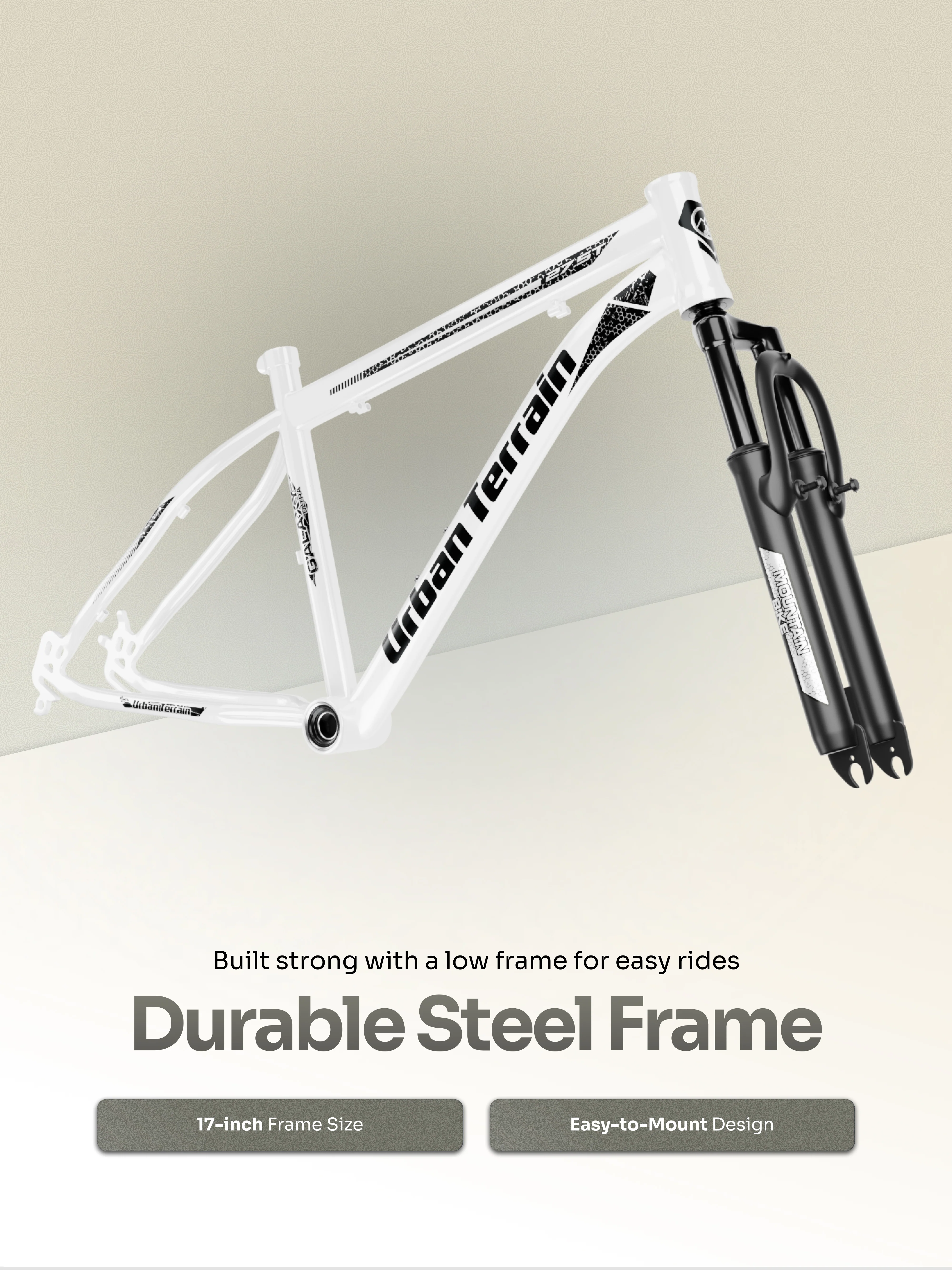 Galaxy Ultra Mountain Bike Steel 21 Speed Cycle 27.5 inch Tyre, White With Front Suspension, Single Wall Rim and Dual Disc Brakes Ideal For 5.2 ft to 6 ft - Image 6