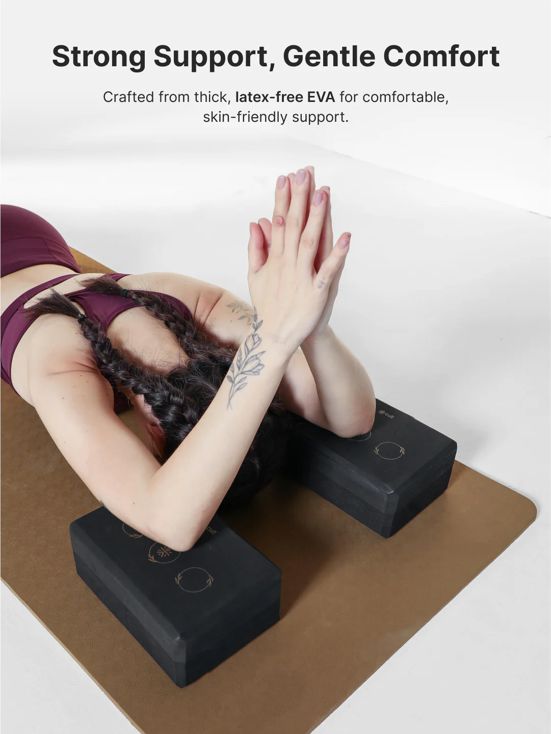 Pack of 2 EVA Yoga Blocks 80mm Black Non-Toxic, Anti-Skid & Durable - Image 4