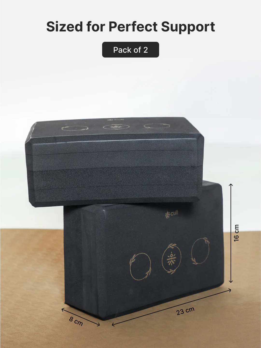 Pack of 2 EVA Yoga Blocks 80mm Black Non-Toxic, Anti-Skid & Durable - Image 8