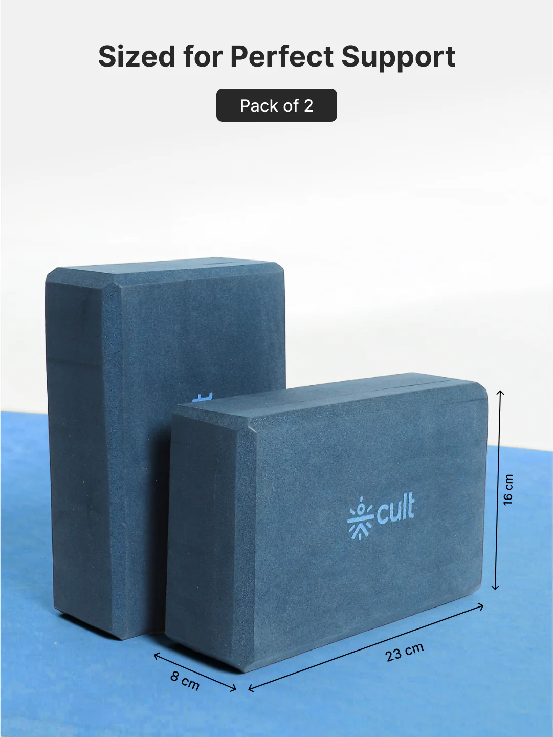 Pack of 2 EVA Yoga Blocks 80mm Blue Non-Toxic, Anti-Skid & Durable - Image 8