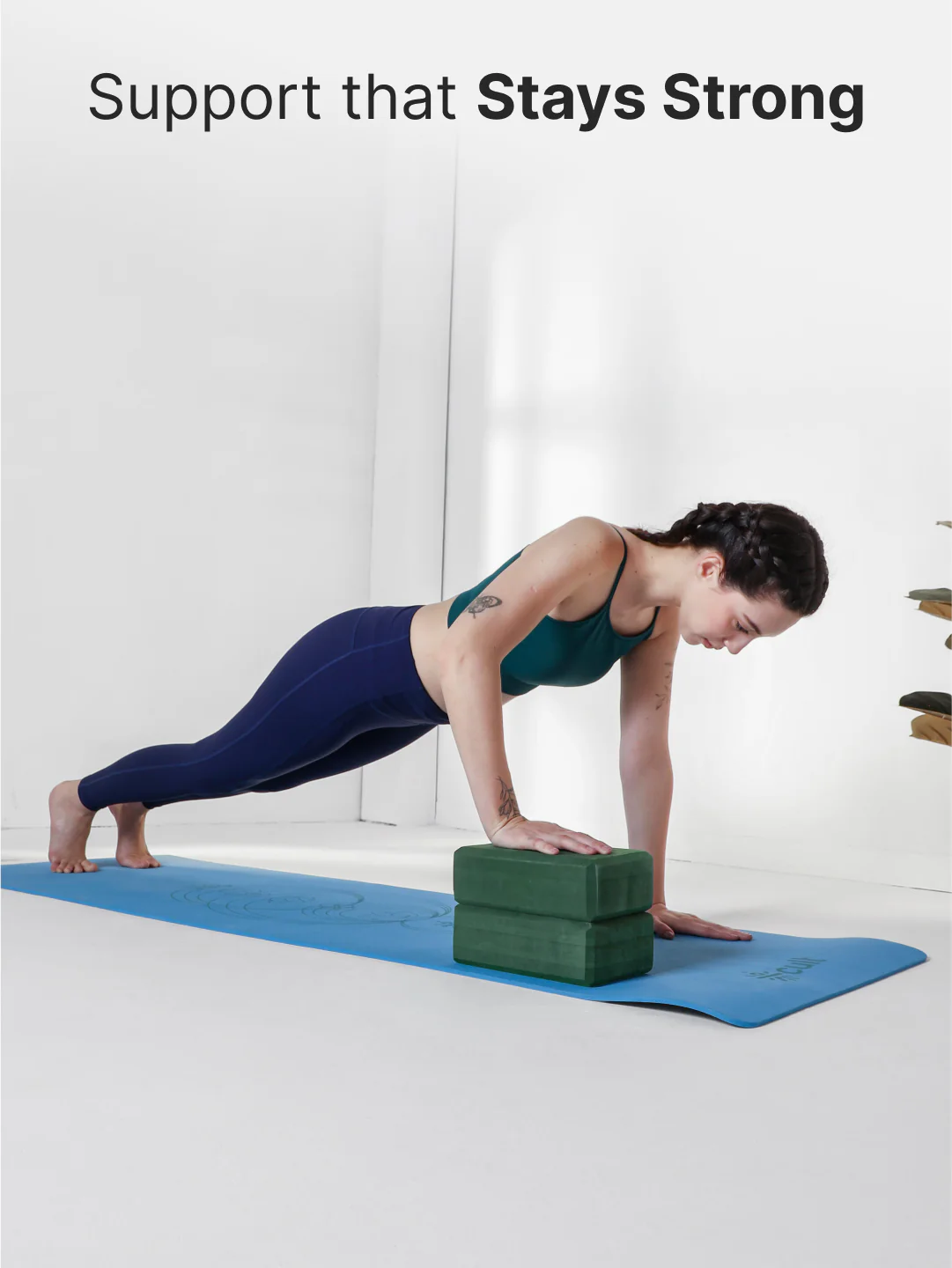 Pack of 2 EVA Yoga Blocks 80mm Green Non-Toxic, Anti-Skid & Durable - Image 2