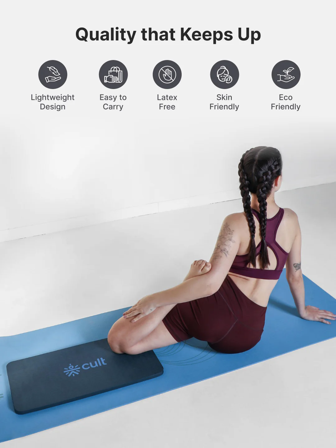 Pack of 2 EVA Yoga Knee Pads 20mm Blue Non-Toxic, Anti-Skid & Durable - Image 3