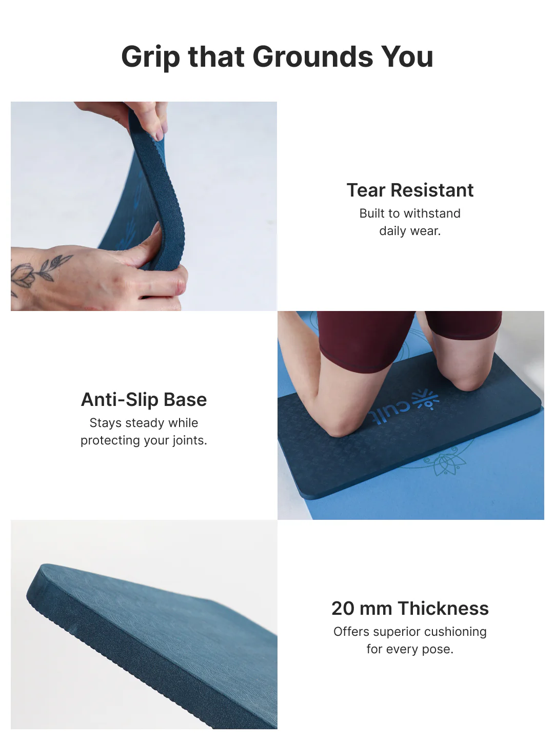 Pack of 2 EVA Yoga Knee Pads 20mm Blue Non-Toxic, Anti-Skid & Durable - Image 4
