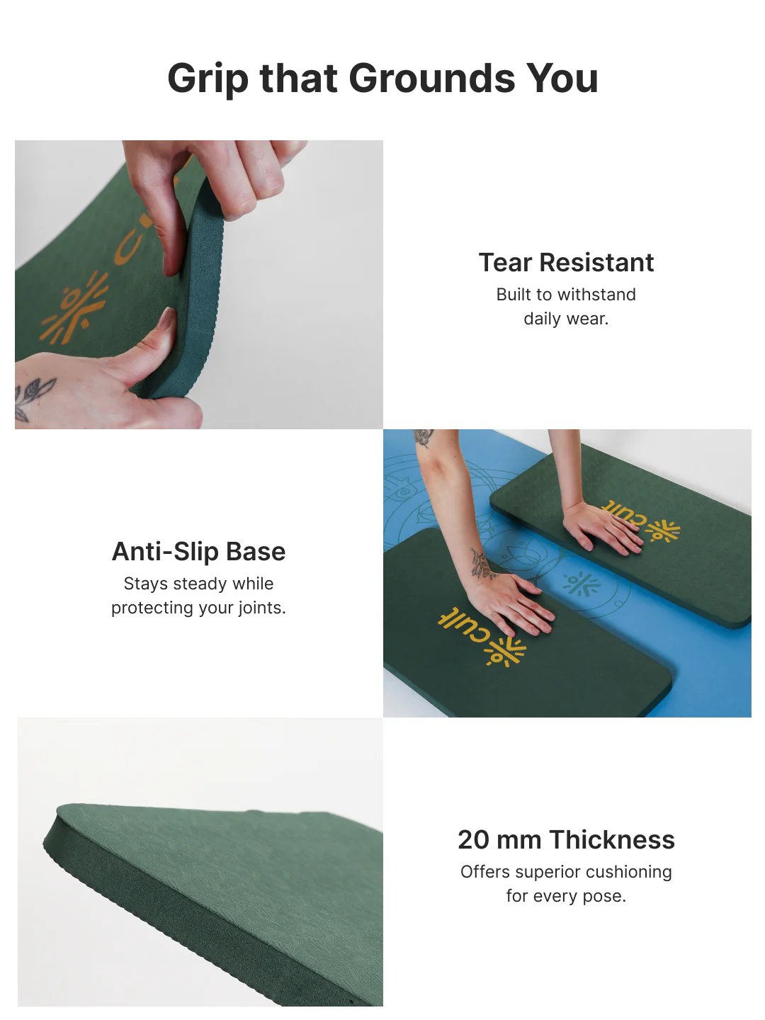 Pack of 2 EVA Yoga Knee Pads 20mm Green Non-Toxic, Anti-Skid & Durable - Image 4