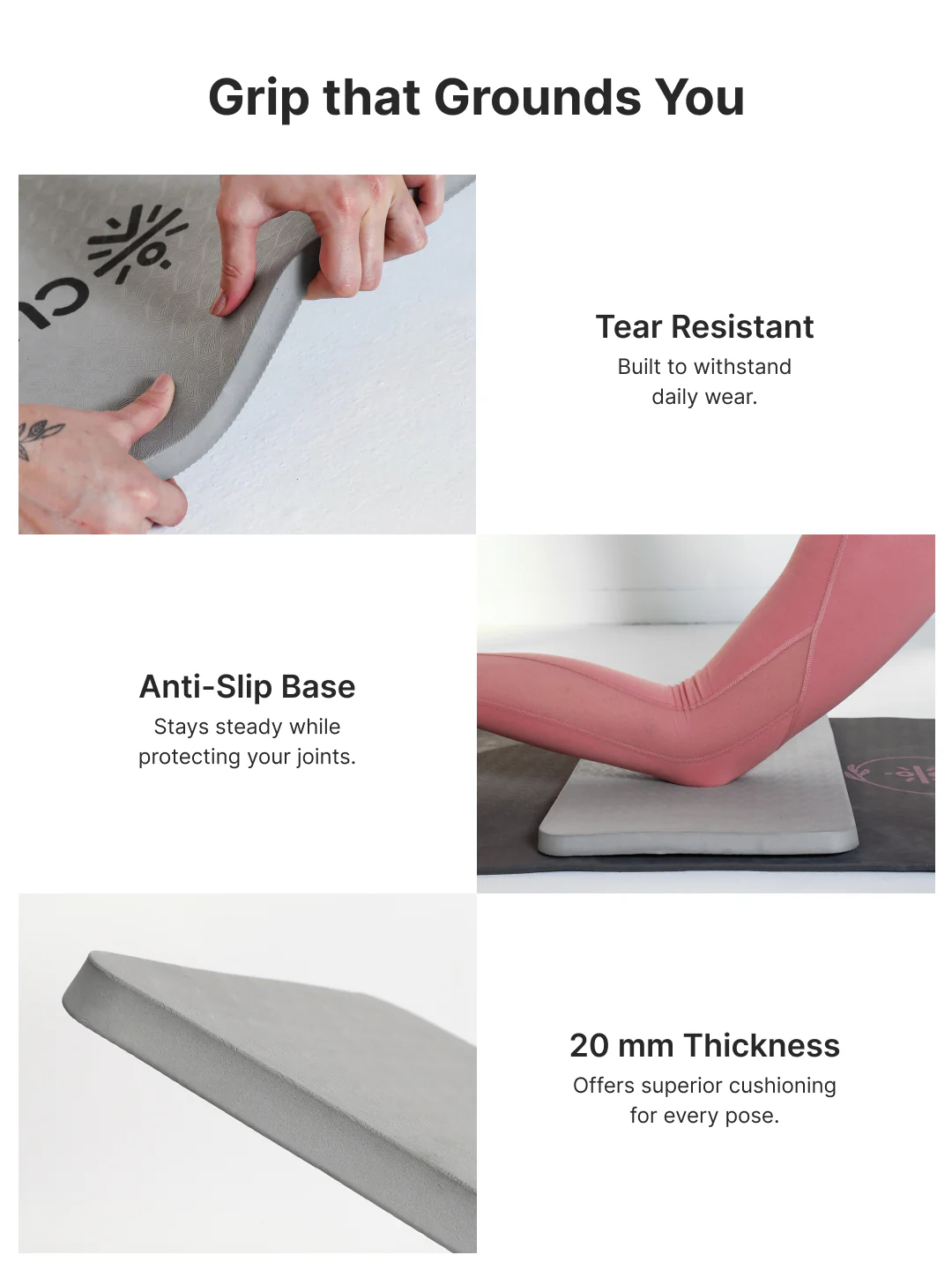Pack of 2 EVA Yoga Knee Pads 20mm Grey Non-Toxic, Anti-Skid & Durable - Image 4