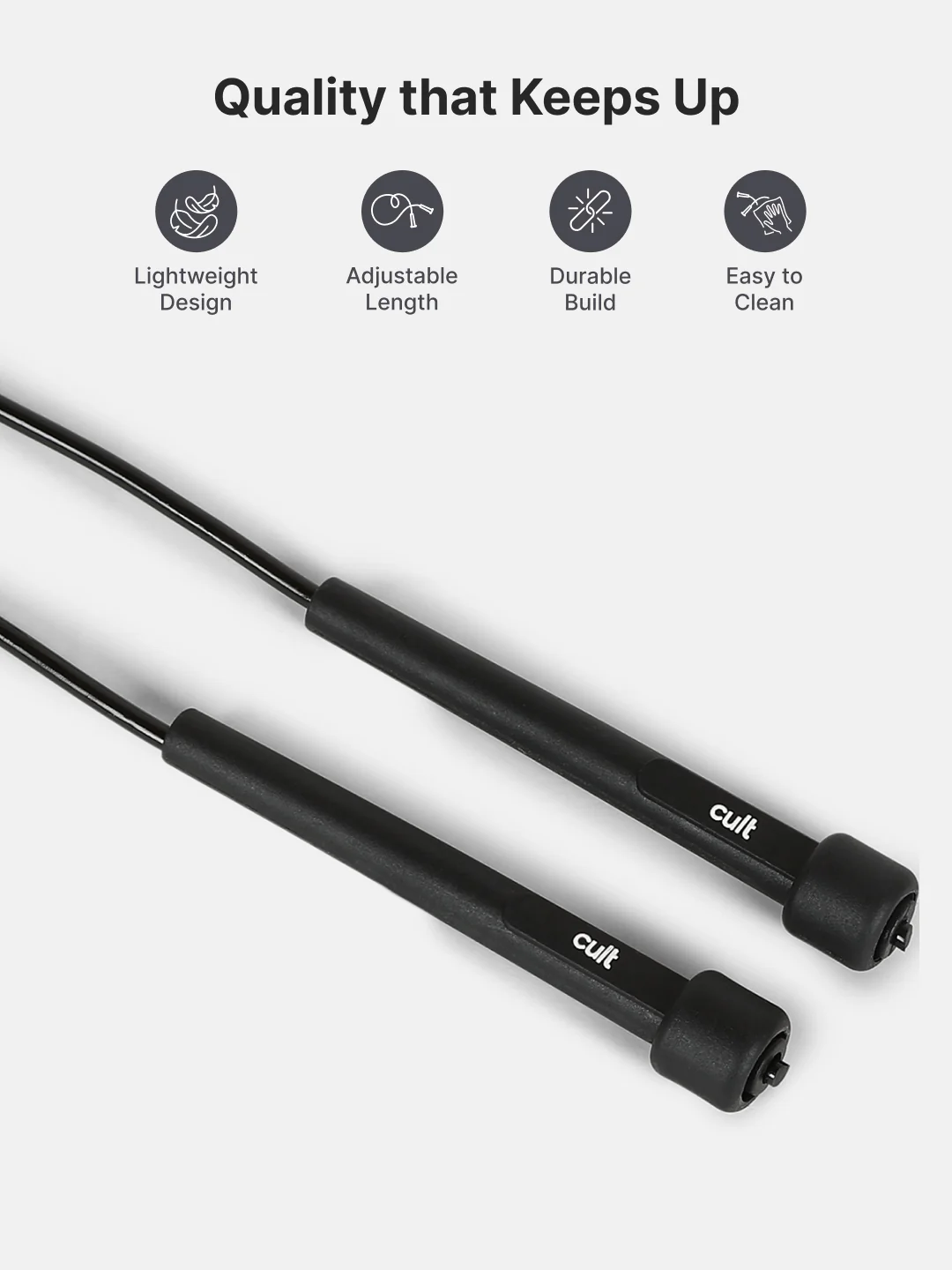 Pencil Skipping Rope for Fitness & Cardio Adjustable, Lightweight -Black - Image 3