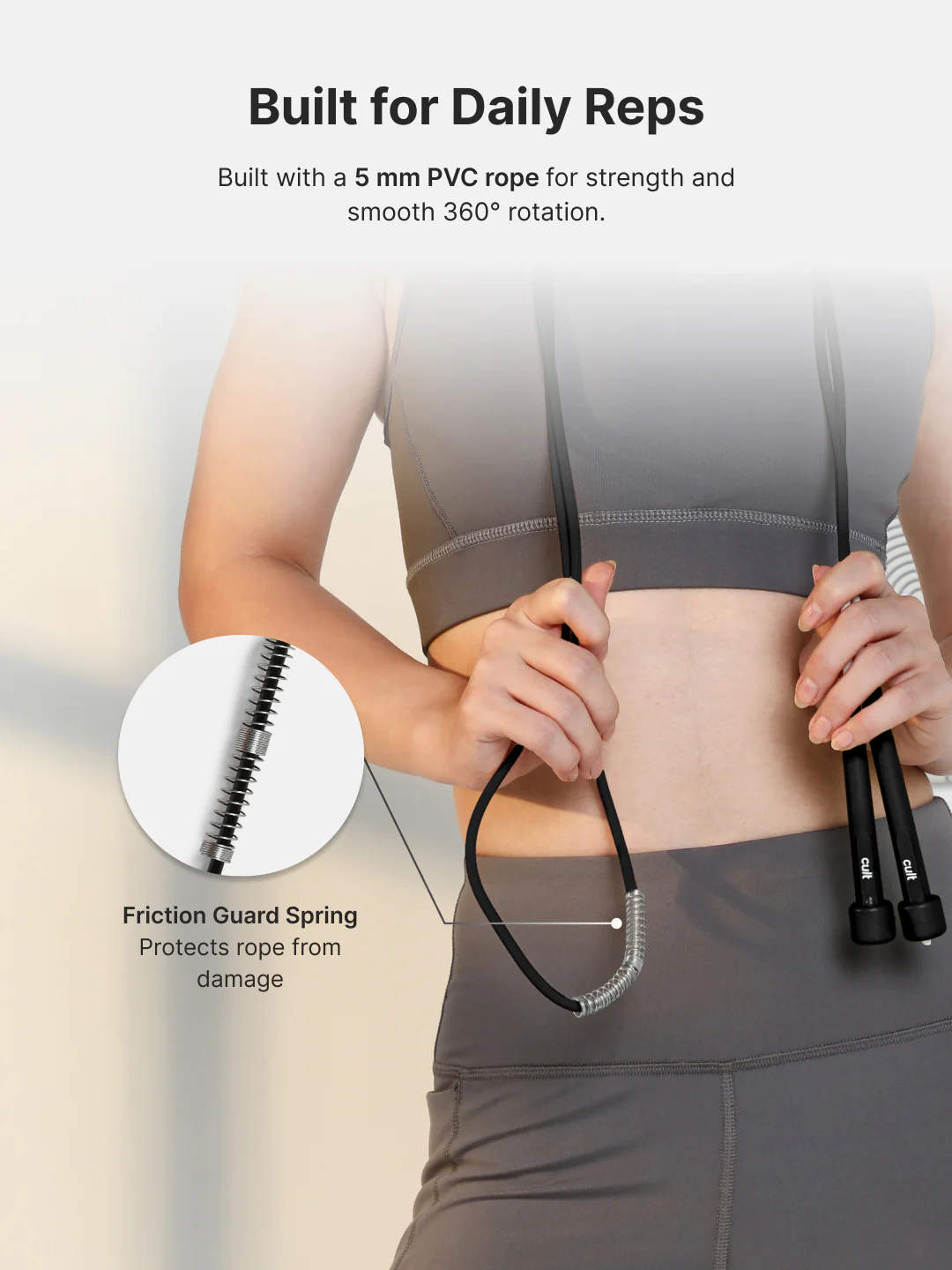 Pencil Skipping Rope for Fitness & Cardio Adjustable, Lightweight -Black - Image 4