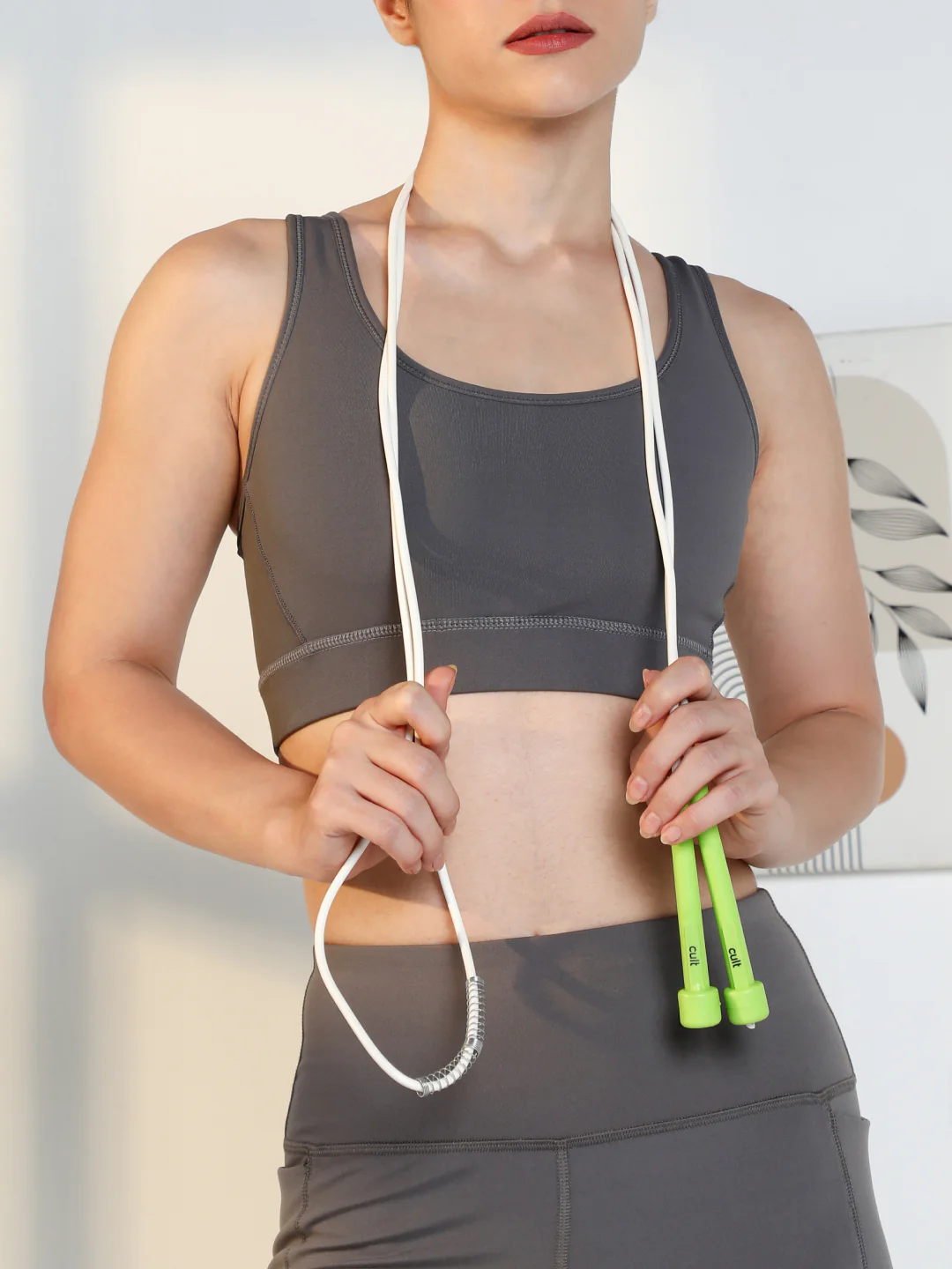 Pencil Skipping Rope for Gym & Home Exercise Adjustable, Tangle-Free White
