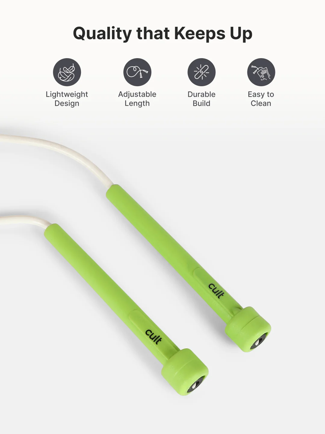 Pencil Skipping Rope for Gym & Home Exercise Adjustable, Tangle-Free White - Image 3
