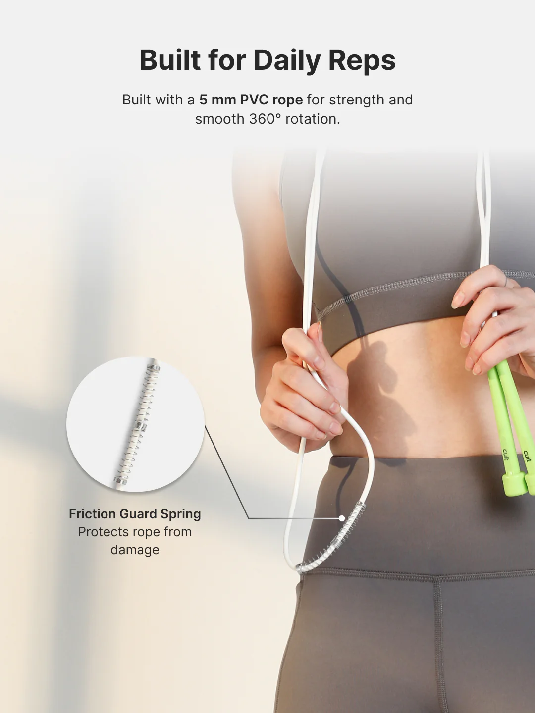 Pencil Skipping Rope for Gym & Home Exercise Adjustable, Tangle-Free White - Image 4
