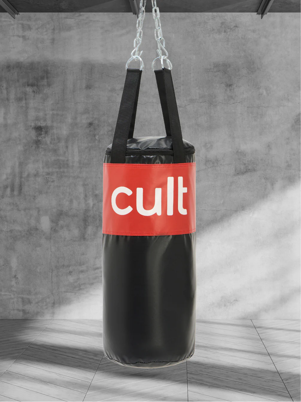 cult Punching Bag Black & Red 3ft Heavy Duty Punching Bag for Boxing, Kickboxing, MMA Training Reinforced Stitching Durable PU Leather Unfilled Easy to Install For Home & Gym Use - Image 2
