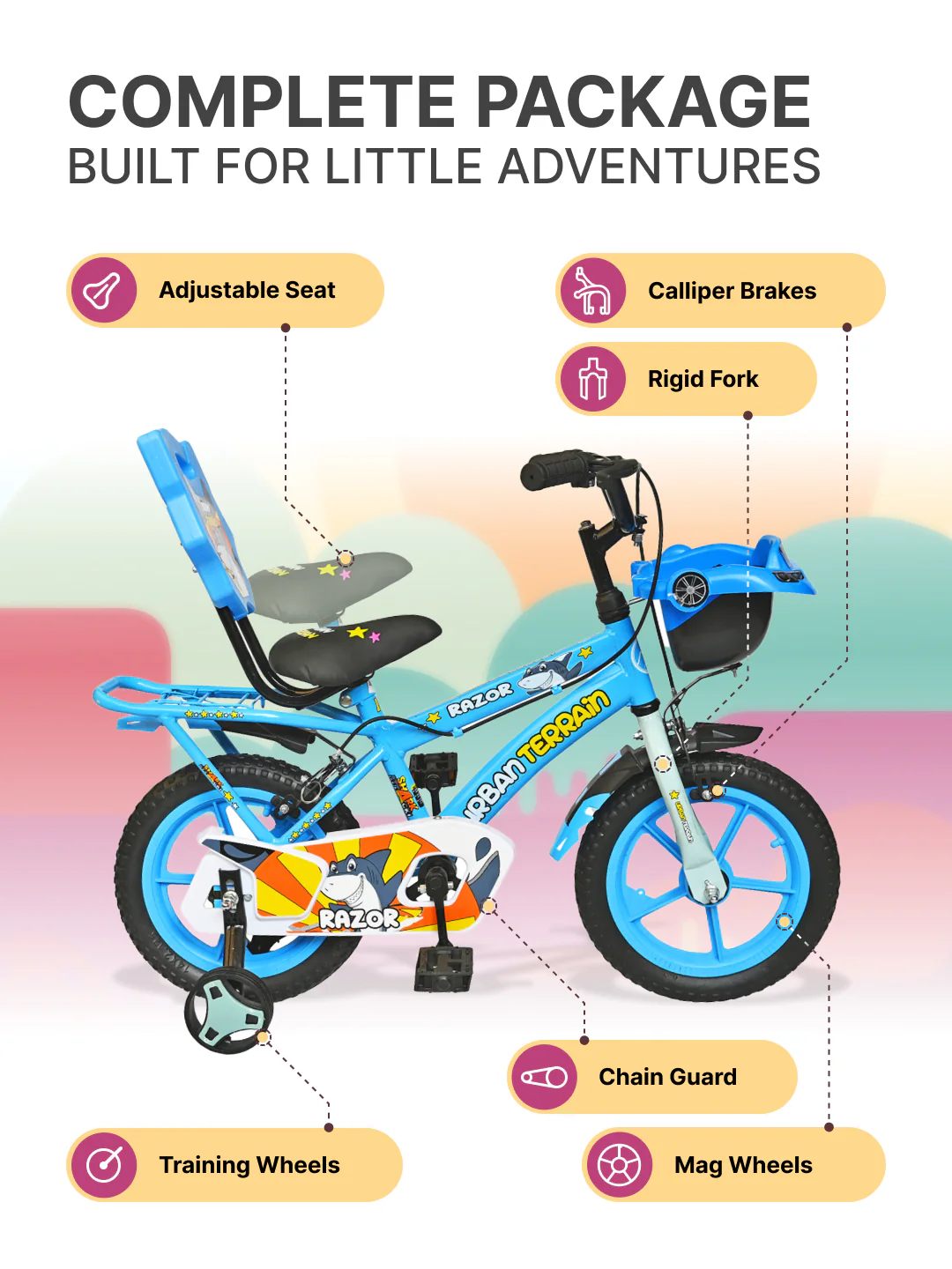 Razor Kids Cycle Steel Single Speed 14 inch, Blue, Ideal For 2.5 ft - 3.5 ft - Image 2