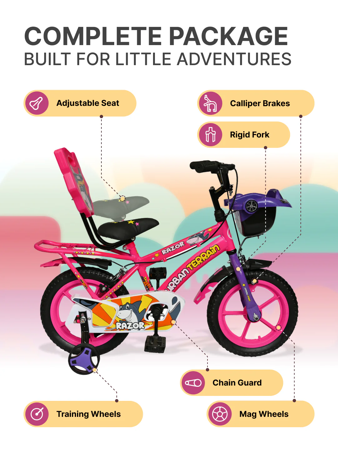 Razor Kids Cycle Steel Single Speed 14 inch, Pink, Ideal For 2.5 ft - 3.5 ft - Image 2