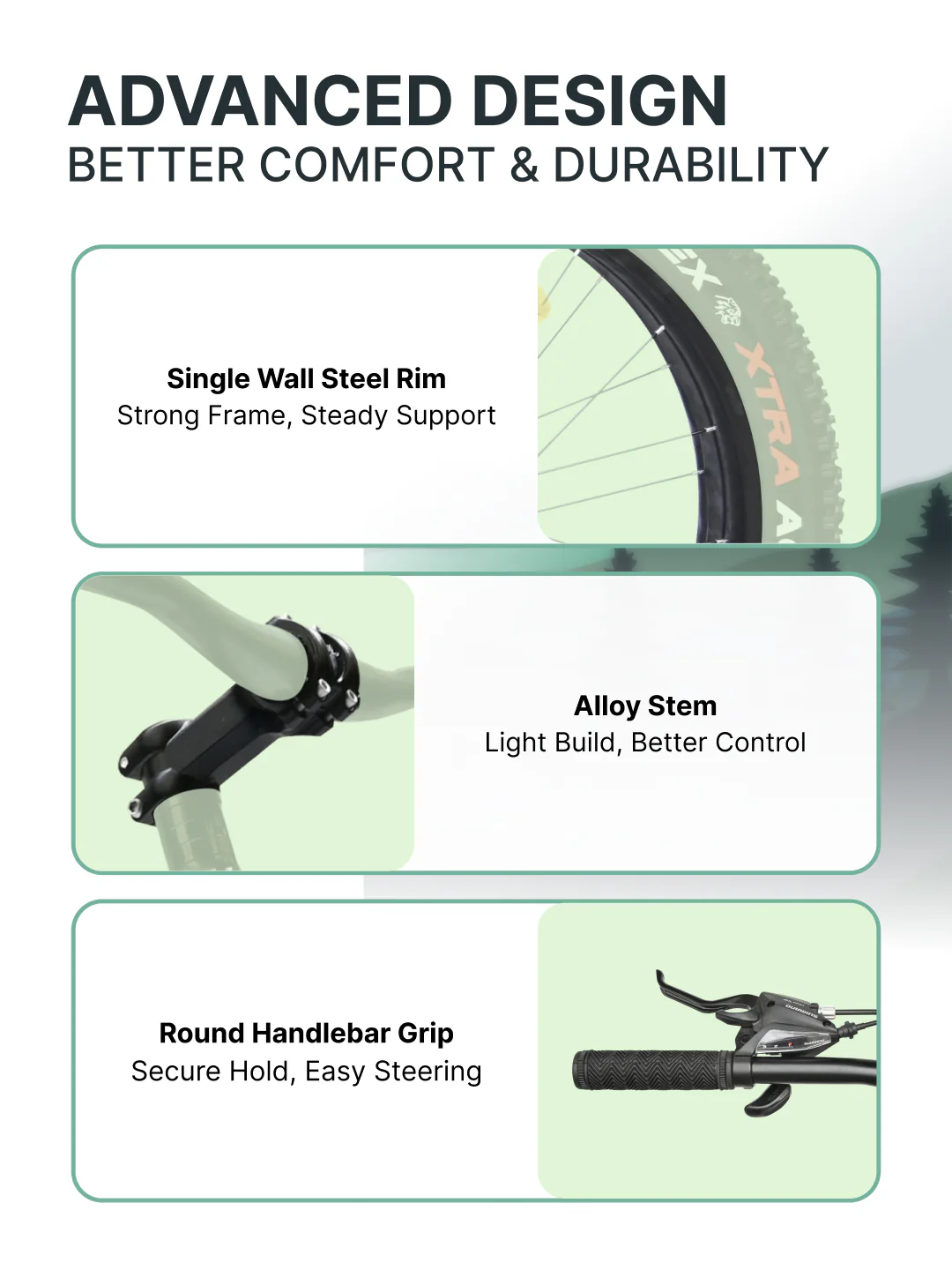 Rogue Mountain Bike Steel 21 Speed Cycle 26 inch Fat Tyre, Grey With Front Suspension, Single Wall Rim and Dual Disc Brakes, Ideal For 5 ft to 5.7 ft - Image 5