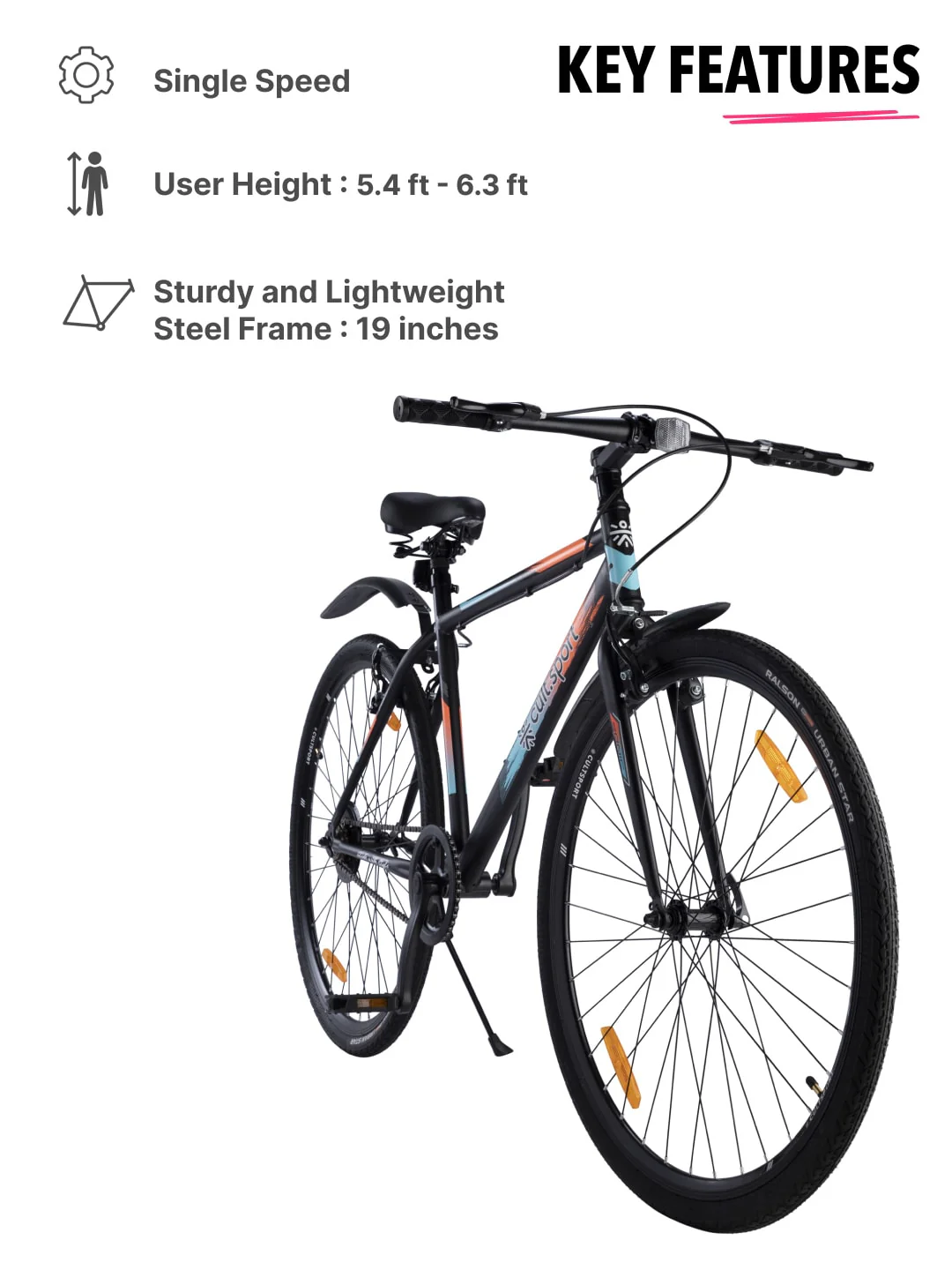 Sonic700CBlack Steel Single Speed 700C City Bike - Image 2