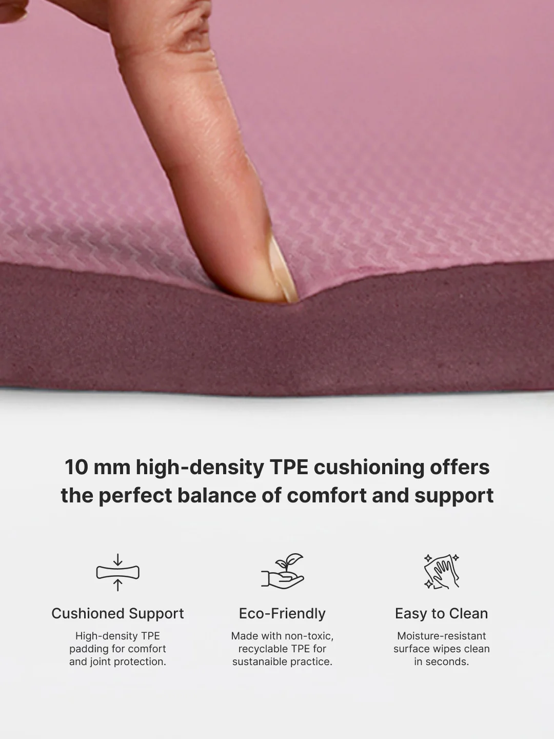 CULT TPE Yoga Mat 10mm Extra Thick with Carry Strap and Bag Non-Toxic, Latex-Free, Anti-Slip, Tear-Resistant & Lightweight Superior Cushioning for Joint Support, Ideal for Yoga, Pilates, Meditation & Home Workouts - Maroon - Image 6