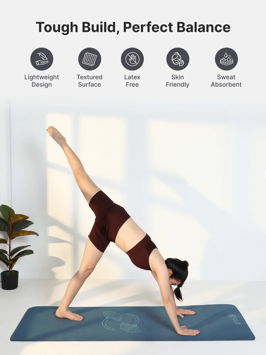 CULT TPE Yoga Mat 10mm Extra Thick with Carry Strap and Bag Non-Toxic, Latex-Free, Anti-Slip, Tear-Resistant & Lightweight Superior Cushioning for Joint Support, Meditation & Home Workouts- Teal - Image 4