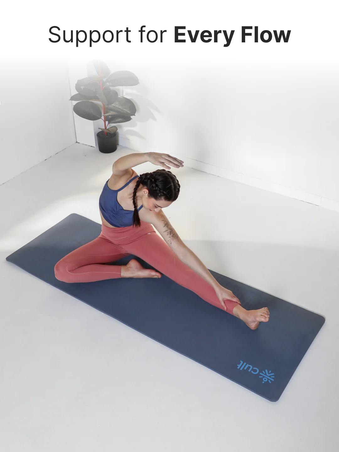 CULT TPE Yoga Mat 10mm Extra Thick with Carry Strap and Bag Non-Toxic, Latex-Free, Anti-Slip, Tear-Resistant & Lightweight Superior Cushioning for Joint Support, Meditation & Home Workouts- Navy - Image 3