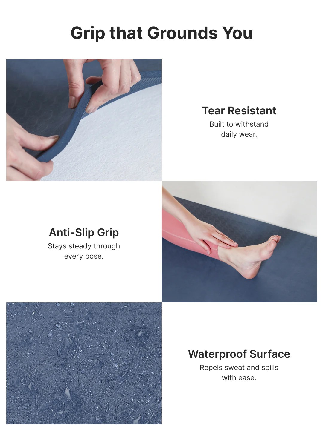 CULT TPE Yoga Mat 10mm Extra Thick with Carry Strap and Bag Non-Toxic, Latex-Free, Anti-Slip, Tear-Resistant & Lightweight Superior Cushioning for Joint Support, Meditation & Home Workouts- Navy - Image 5