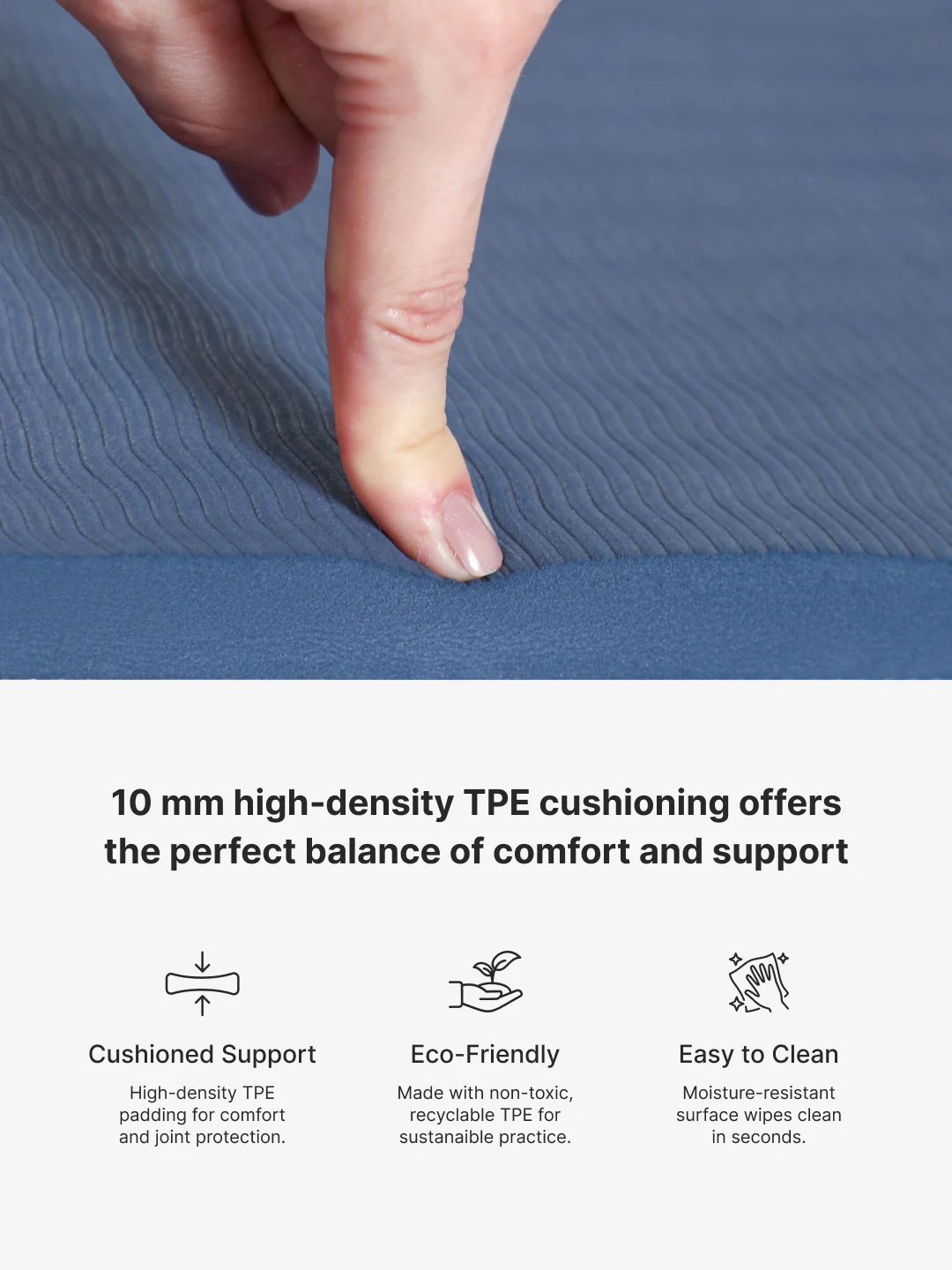CULT TPE Yoga Mat 10mm Extra Thick with Carry Strap and Bag Non-Toxic, Latex-Free, Anti-Slip, Tear-Resistant & Lightweight Superior Cushioning for Joint Support, Meditation & Home Workouts- Navy - Image 6