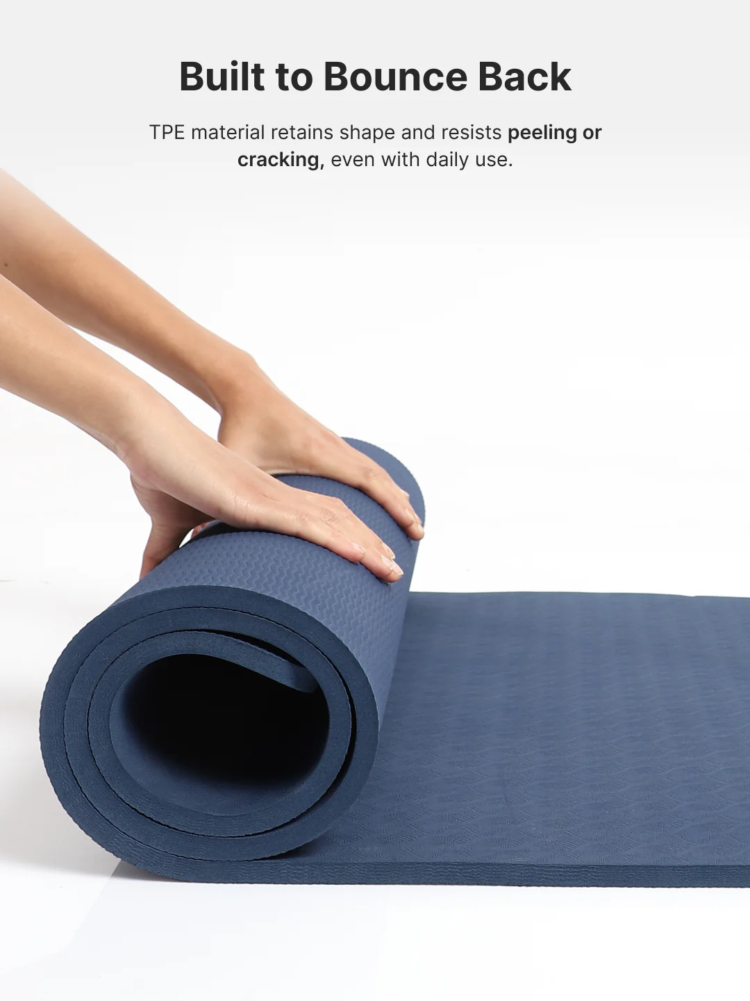 CULT TPE Yoga Mat 10mm Extra Thick with Carry Strap and Bag Non-Toxic, Latex-Free, Anti-Slip, Tear-Resistant & Lightweight Superior Cushioning for Joint Support, Meditation & Home Workouts- Navy - Image 8
