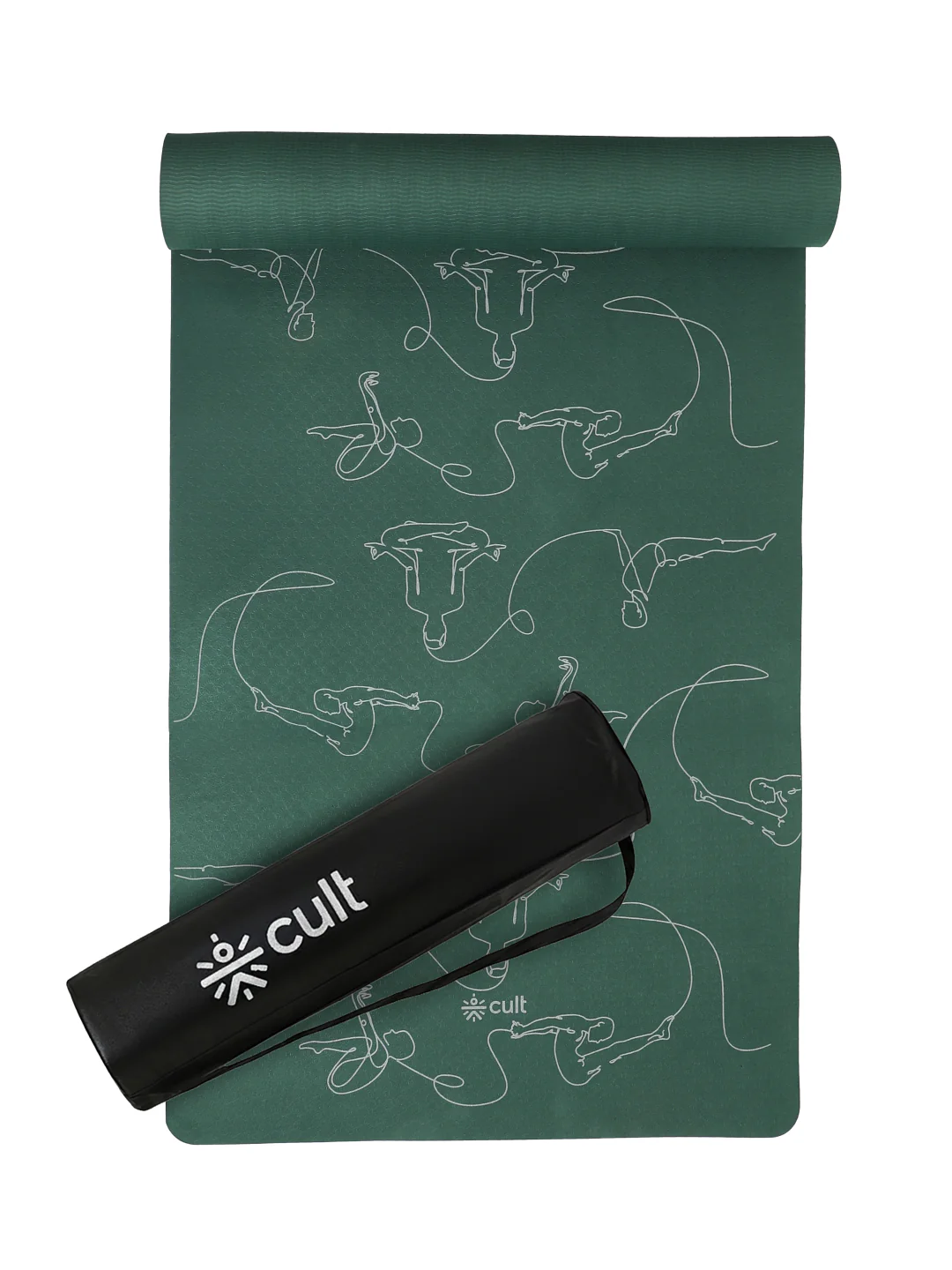 Cult TPE Yoga Mat, Non-Toxic Latex-Free, Anti-Slip, Extra-Thick Cushioning, Tear-Resistant, Travel Strap 6mm (Forest Green)