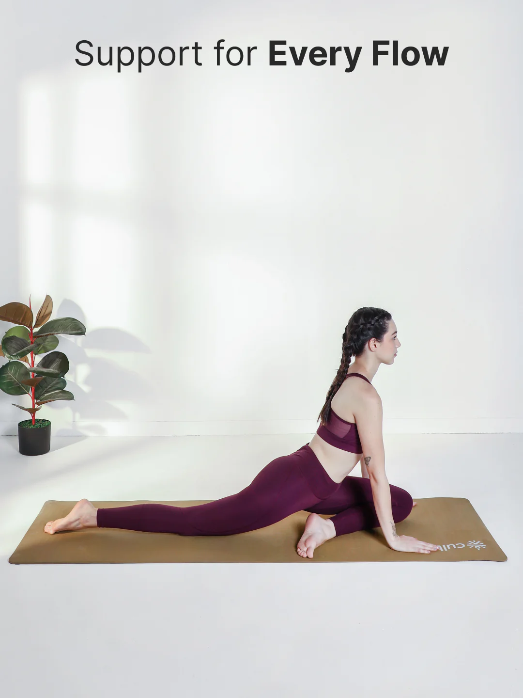 CULT Ultra Cushioned 8mm TPE Yoga & Pilates Mat Eco-Friendly, Skin-Friendly, Anti-Skid, Tear-Resistant, Lightweight & Portable with Carry Strap and Bag Ideal for Home, Gym & Outdoor Workouts - Brown - Image 3
