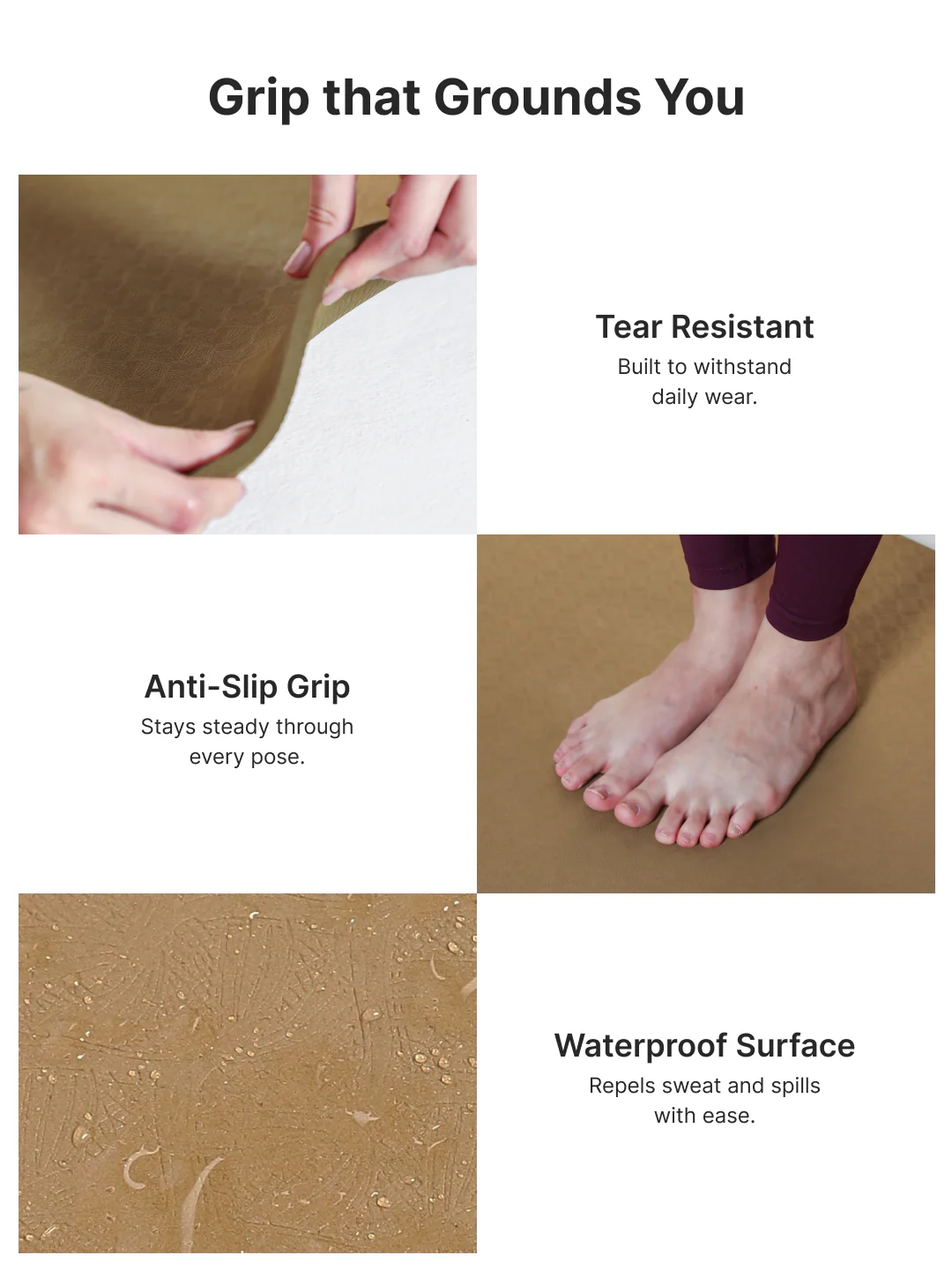 CULT Ultra Cushioned 8mm TPE Yoga & Pilates Mat Eco-Friendly, Skin-Friendly, Anti-Skid, Tear-Resistant, Lightweight & Portable with Carry Strap and Bag Ideal for Home, Gym & Outdoor Workouts - Brown - Image 5