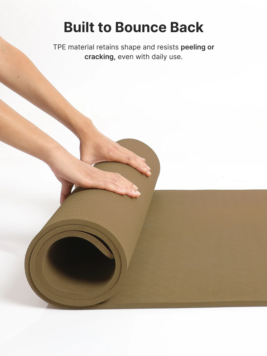 CULT Ultra Cushioned 8mm TPE Yoga & Pilates Mat Eco-Friendly, Skin-Friendly, Anti-Skid, Tear-Resistant, Lightweight & Portable with Carry Strap and Bag Ideal for Home, Gym & Outdoor Workouts - Brown - Image 8