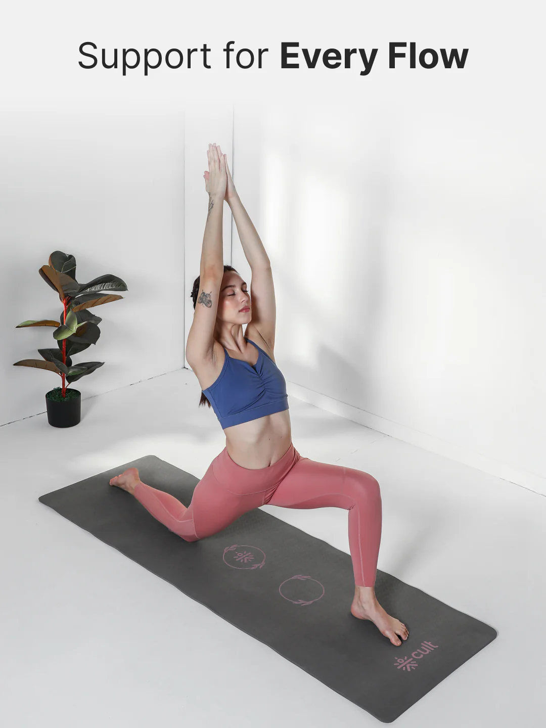 CULT Ultra Cushioned 8mm TPE Yoga & Pilates Mat Eco-Friendly, Skin-Friendly, Anti-Skid, Tear-Resistant, Lightweight & Portable with Carry Strap and Bag Ideal for Home, Gym & Outdoor Workouts - Dark Grey - Image 3