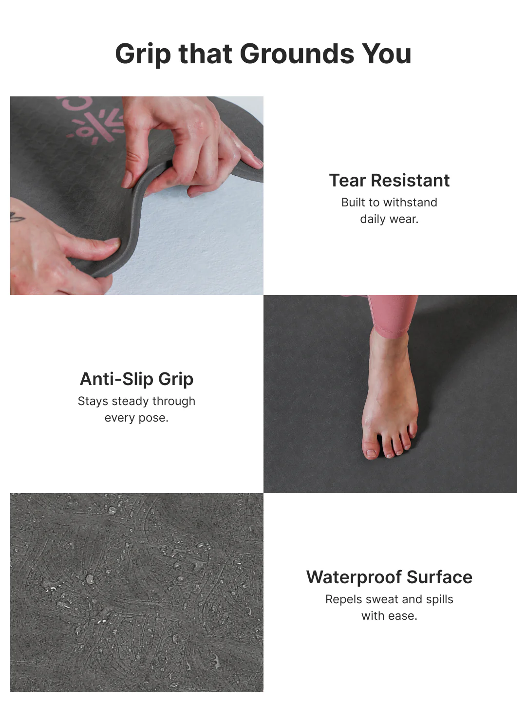 CULT Ultra Cushioned 8mm TPE Yoga & Pilates Mat Eco-Friendly, Skin-Friendly, Anti-Skid, Tear-Resistant, Lightweight & Portable with Carry Strap and Bag Ideal for Home, Gym & Outdoor Workouts - Dark Grey - Image 5